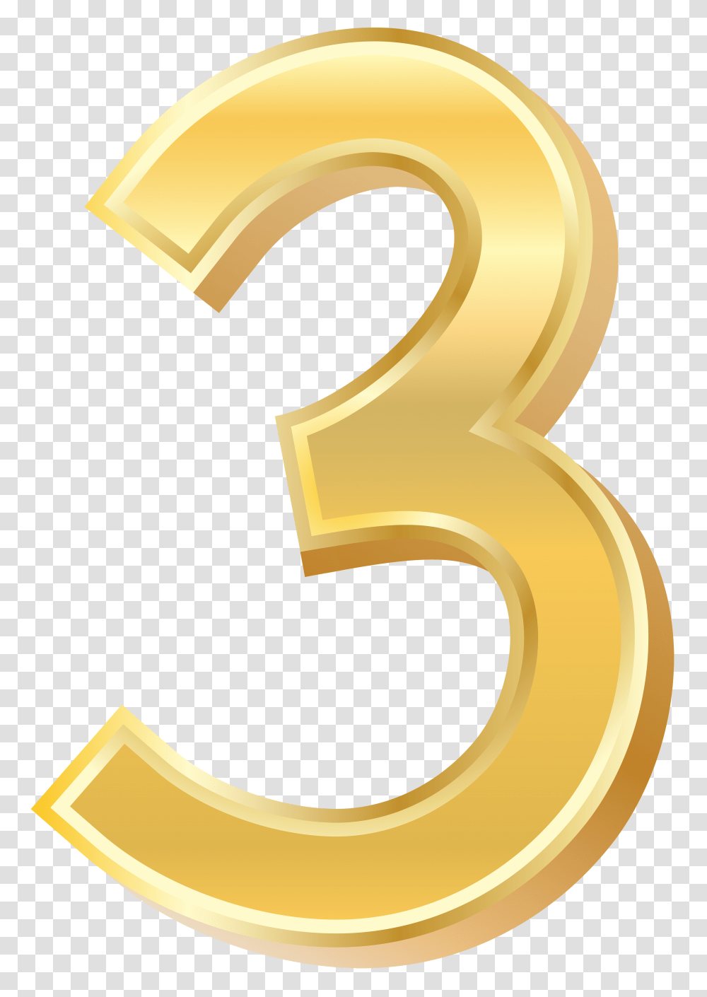 Gold Style Number Three Clip Art Transparent Png