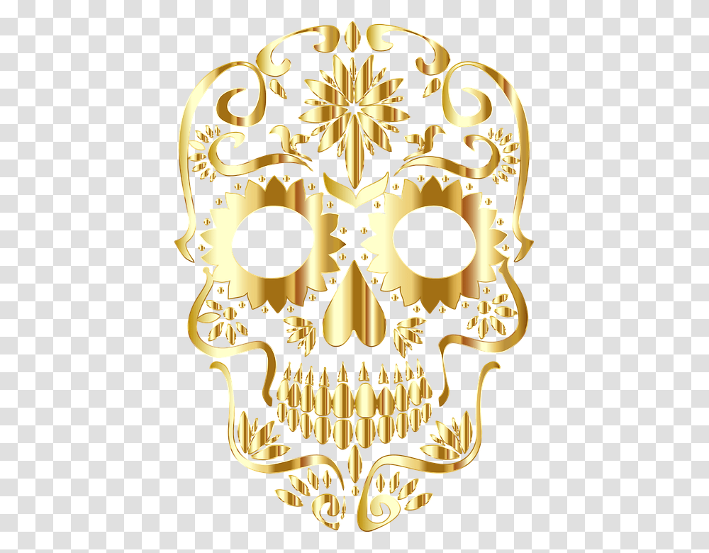 Gold Sugar Skull, Chandelier, Lamp, Crowd, Carnival Transparent Png