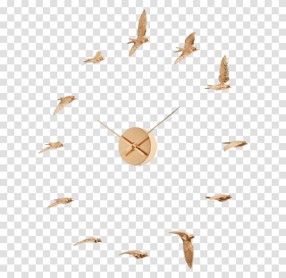 Gold Swallow Clock Clock, Analog Clock, Bird, Animal Transparent Png