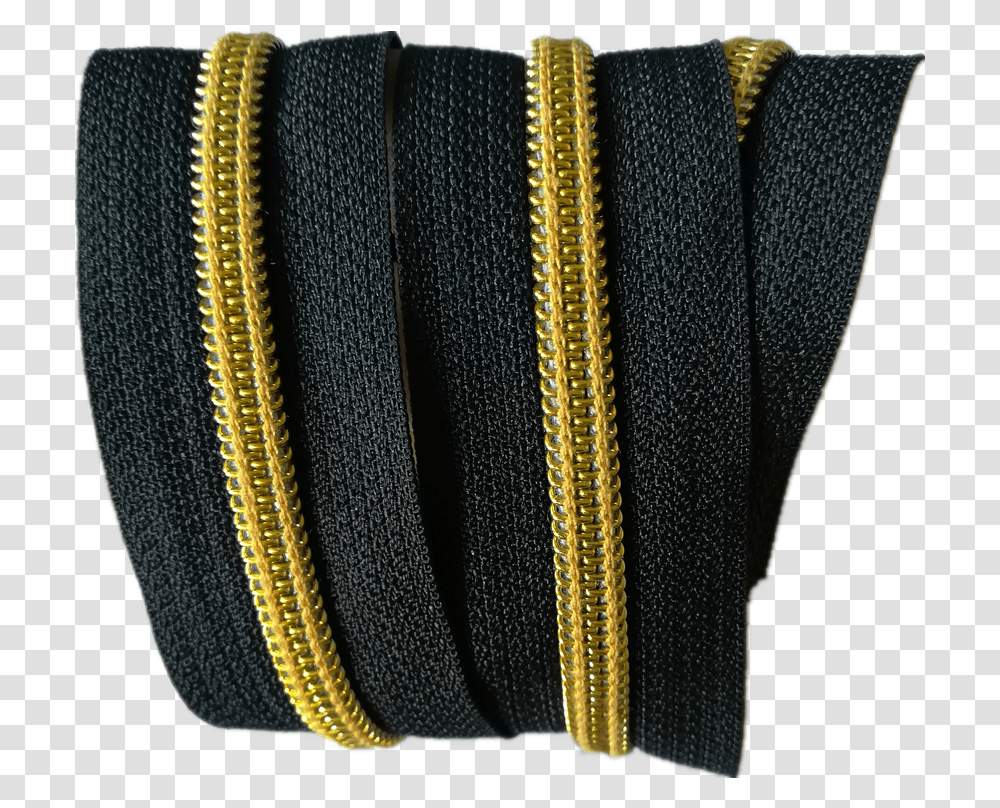 Gold Teeth Black Tape Long Chain Bracelet, Zipper Transparent Png