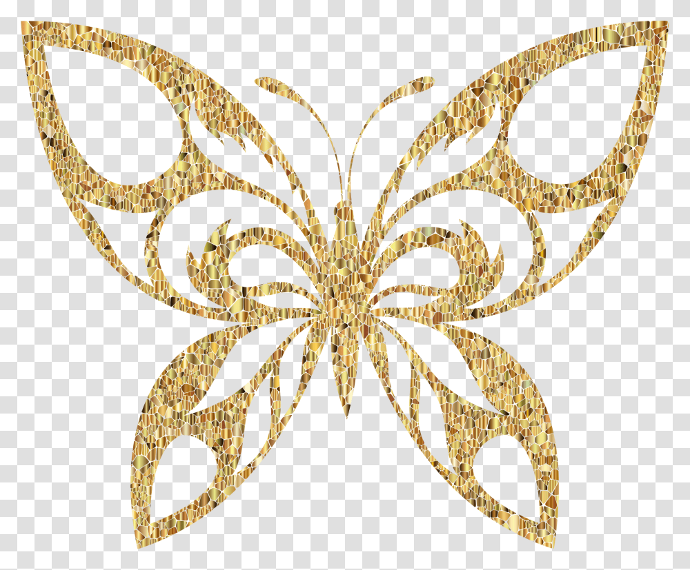 Gold Tiled Tribal Butterfly Silhouette Clip Arts Gold And Pink Butterfly, Chandelier, Lamp, Accessories, Accessory Transparent Png