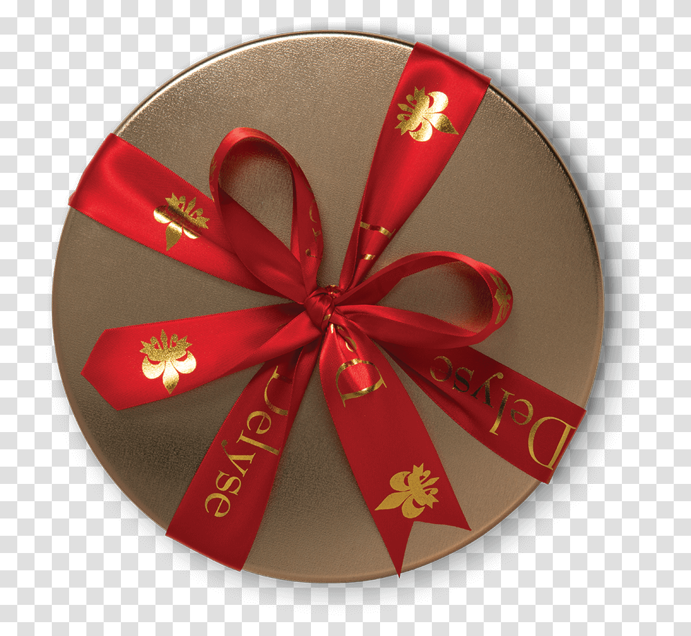 Gold Tin Red Ribbon Top Gift Wrapping Transparent Png