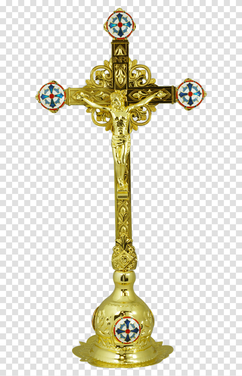 Gold Tone Greek Orthodox Jesus Christ Cross Crucifix Crucifix, Symbol, Lamp, Emblem Transparent Png