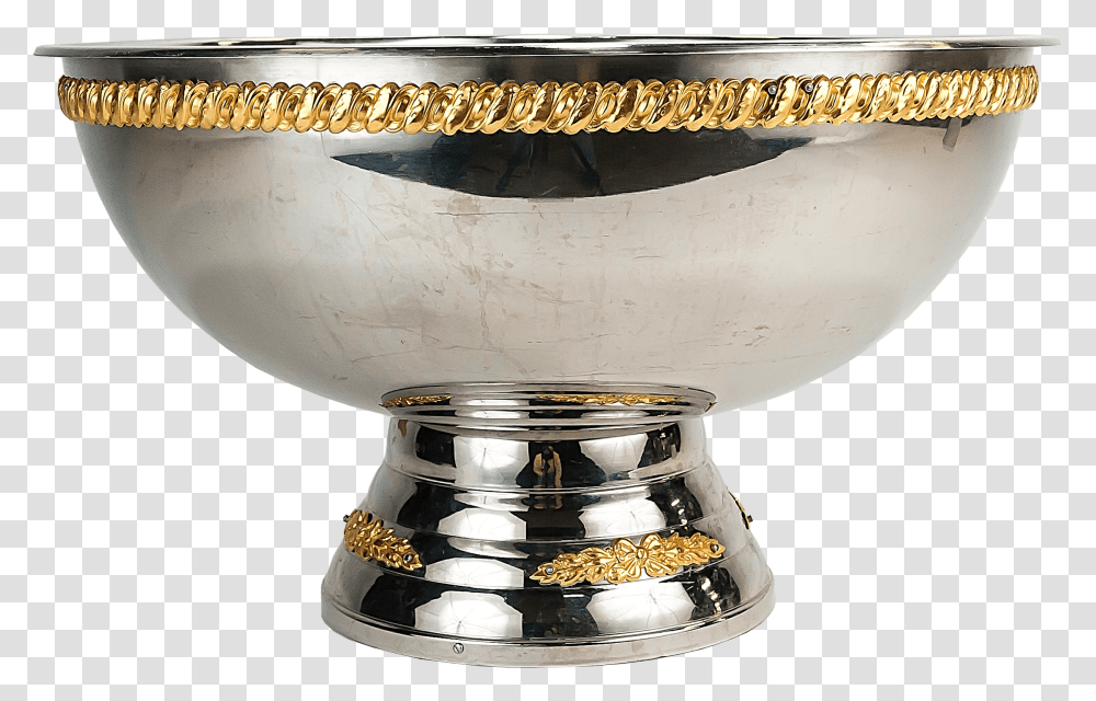 Gold Trim Punch Bowl 100 Cup Trophy, Glass, Jar, Tabletop, Furniture Transparent Png