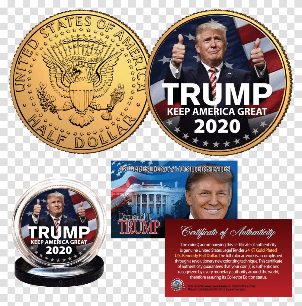Gold Trump 2020 Collector Coin Jfk Half Dollar Vampirella Collectible Coin Transparent Png