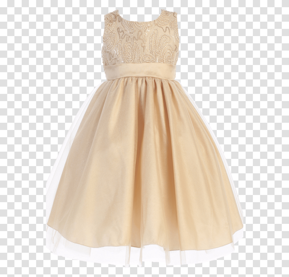 Gold Tulle Overlay Girls Holiday Dress With Sleeveless Gown, Apparel, Evening Dress, Robe Transparent Png
