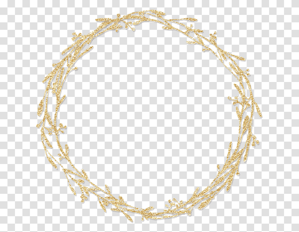 Gold Twigs Branch Sticks Sparkle Wreath Circle Round Gold Wreath Frame, Wire, Chain Transparent Png