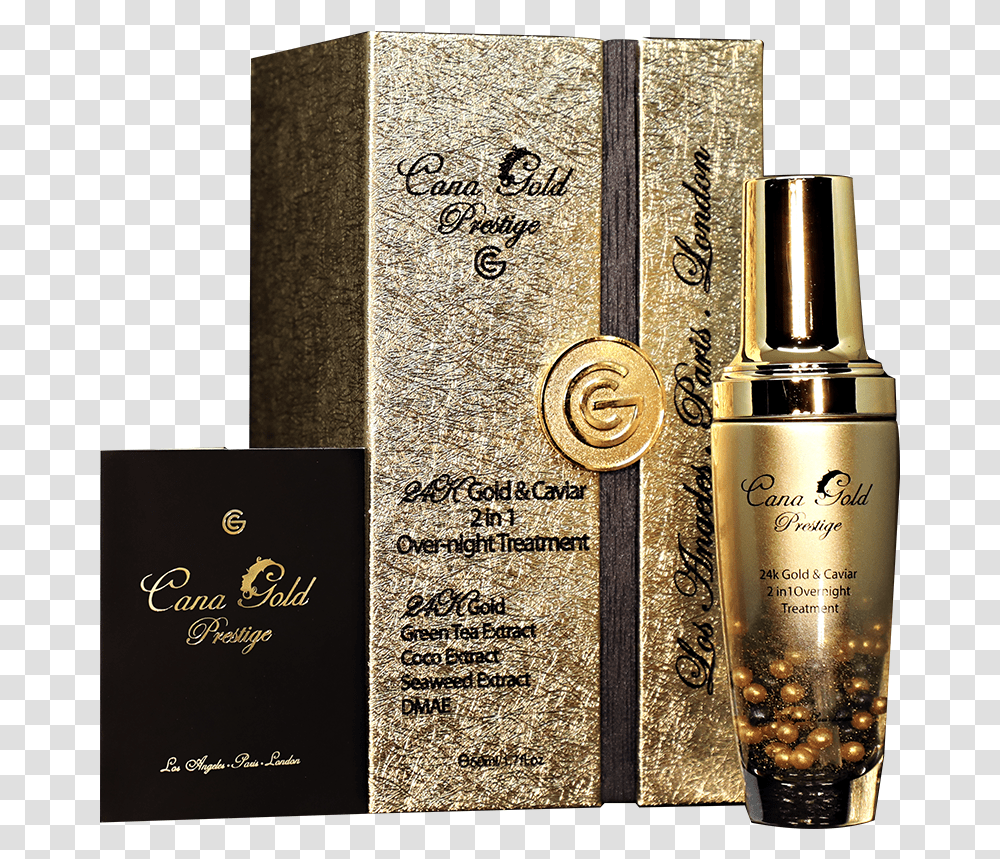 Gold & Caviar 2 In 1 Overnight Treatment Fashion Brand, Bottle, Cosmetics, Perfume, Shaker Transparent Png