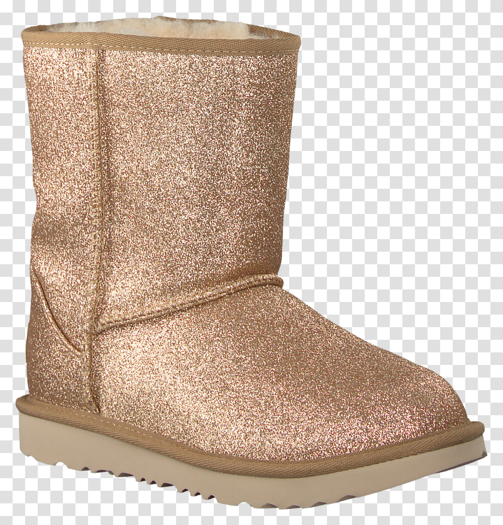 Gold Ugg Classic Ankle Boots Classic Short Ii Glitter Snow Boot, Apparel, Footwear, Rug Transparent Png