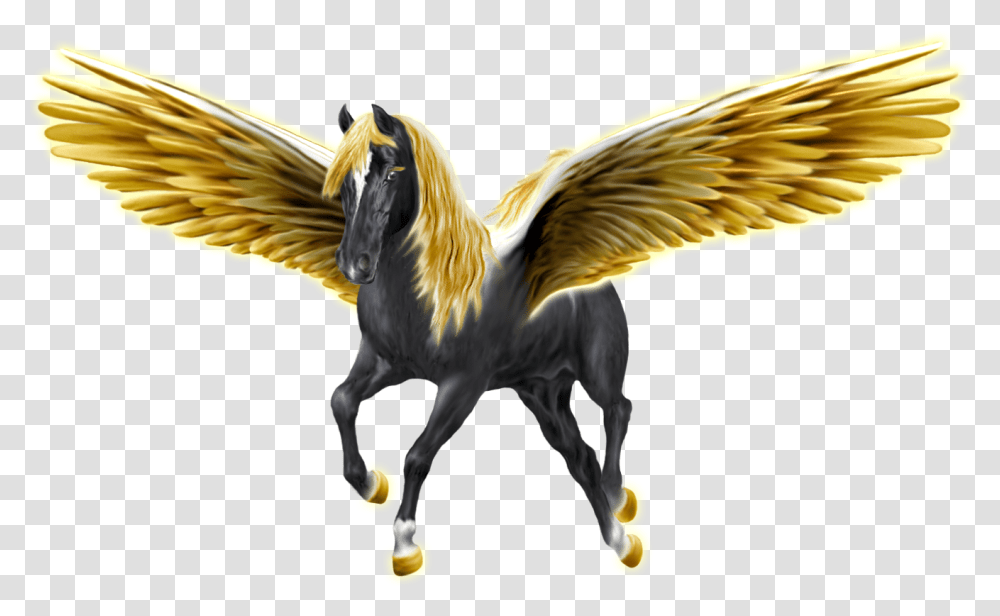 Gold Unicorn Pegasus, Bird, Animal, Horse, Mammal Transparent Png