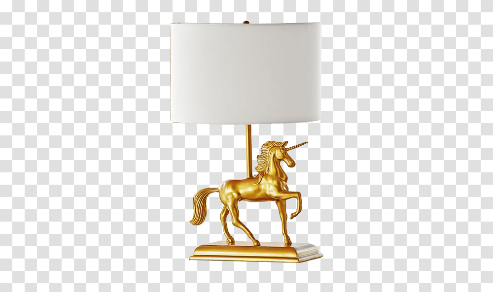 Gold Unicorn Table Lamp Pottery Barn Unicorn Lamp, Horse, Mammal, Animal, Lampshade Transparent Png