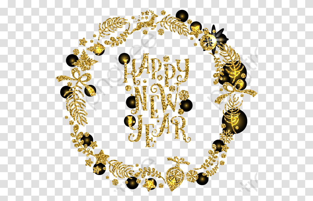Gold Vector Lace And Happy New Year File, Accessories, Floral Design, Pattern Transparent Png