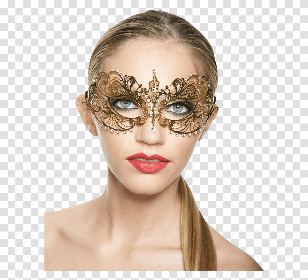 Gold Venetian Masquerade Mask, Person, Human, Head, Face Transparent Png