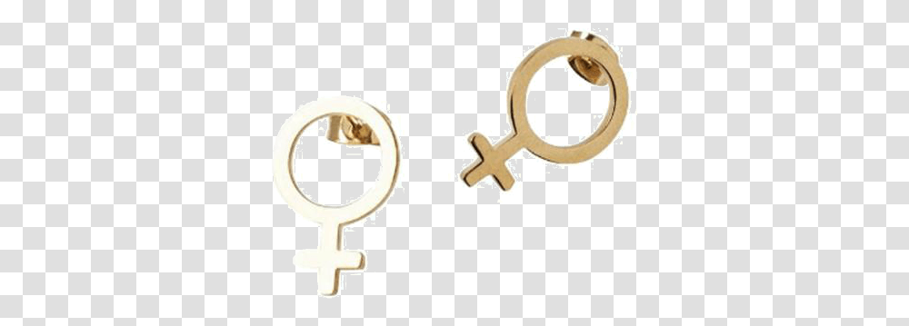 Gold Venus Symbol Stud Earrings Circle, Key Transparent Png