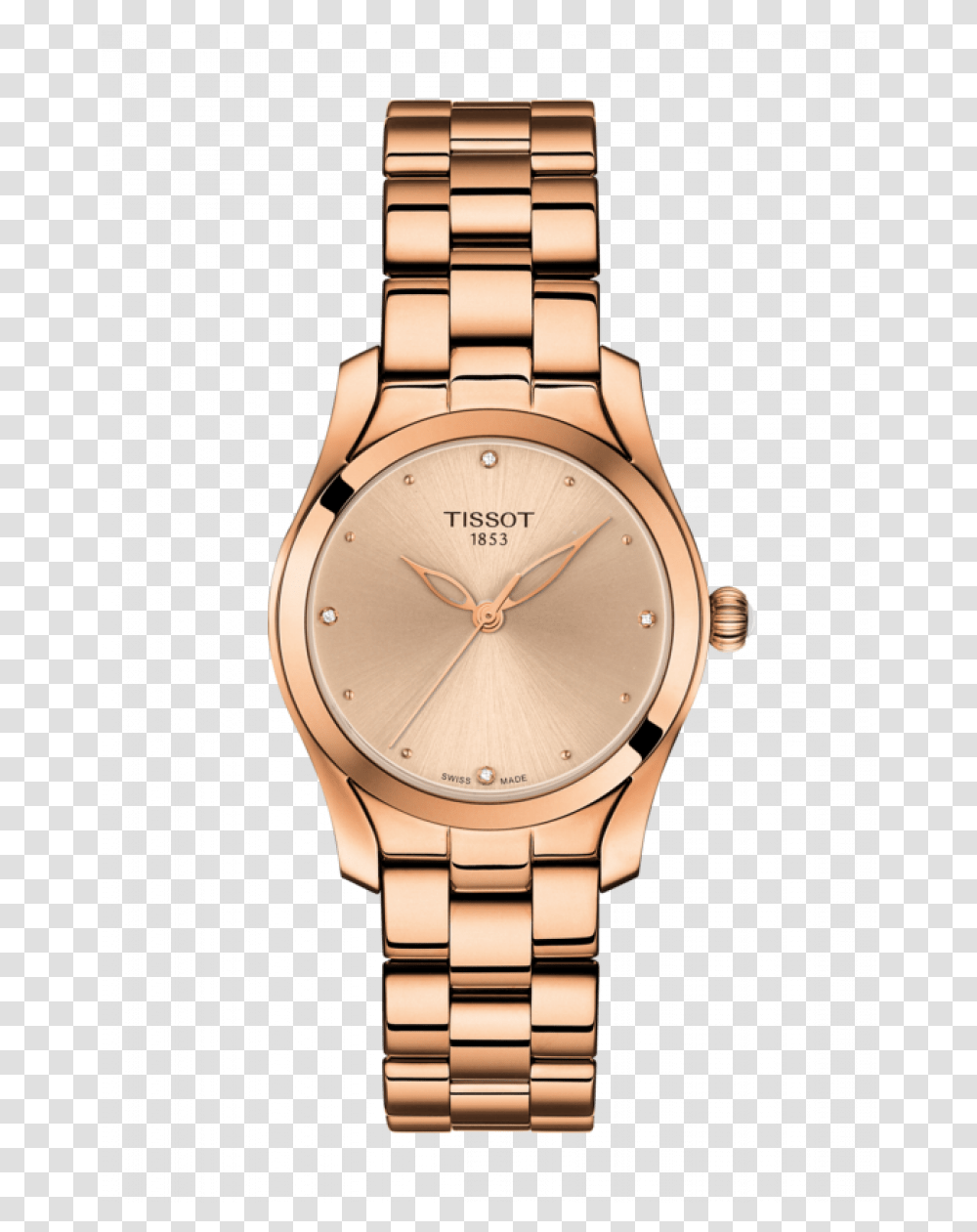 Gold Wave Tissot Rose Gold Womens Watch, Wristwatch Transparent Png