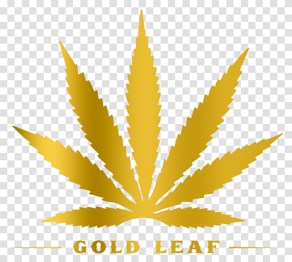 Gold Weed Leaf Marijuana Leaf, Plant, Logo, Symbol, Trademark Transparent Png