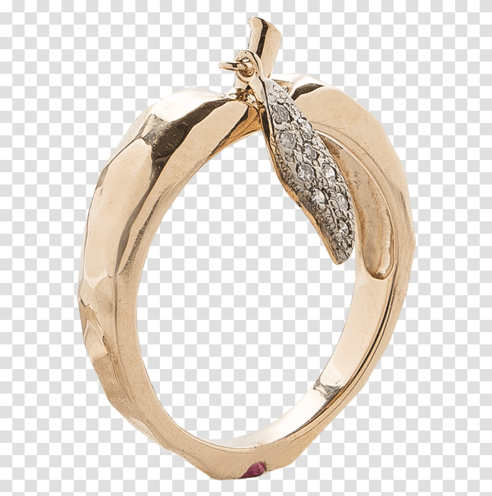 Golden Apple Ring With Diamond Leaf And Ruby Core Ring, Accessories, Accessory, Jewelry, Gemstone Transparent Png