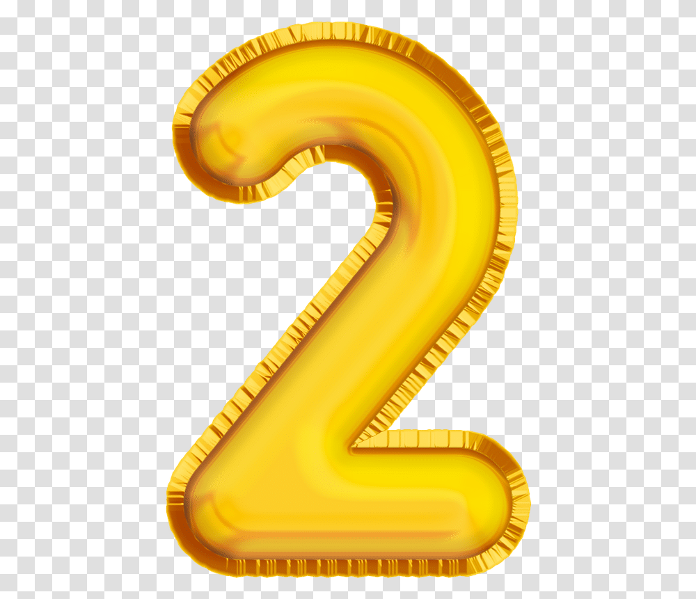 Golden Balloon Number 2 Photos By Canva Number 2 Golden Balloon Hd, Alphabet, Text, Symbol, Graphics Transparent Png