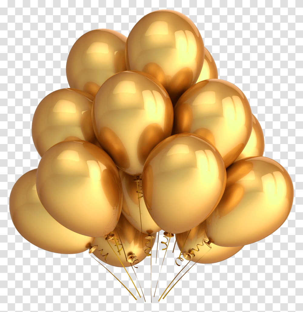 Golden Balloons Birthday Balloons Gold, Light, Lamp Transparent Png