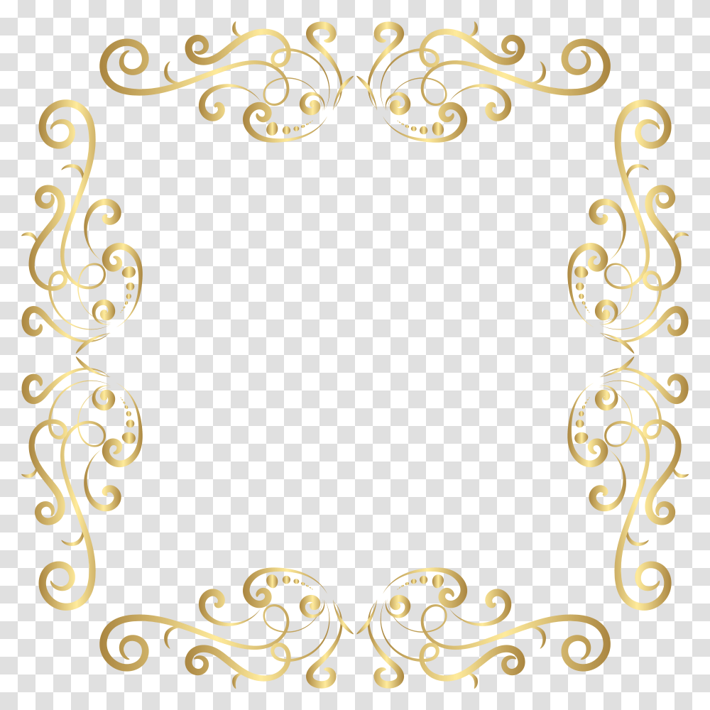 Golden Border Deco Frame, Floral Design, Pattern Transparent Png