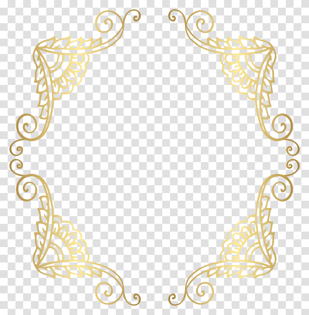 Golden Border Frame Clip Art Image, Oval, Pattern, Lace, Floral Design Transparent Png