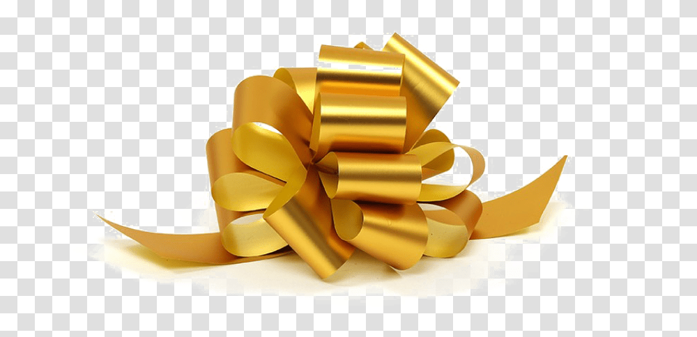 Golden Bow Ribbon Photo Golden Ribbon Bow, Gift Transparent Png