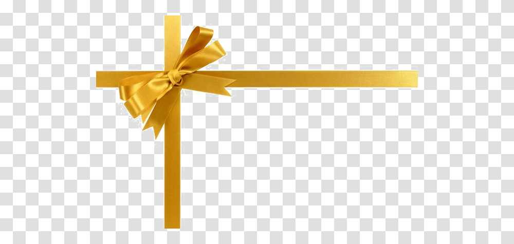 Golden Bow Ribbon Pic Vector Clipart, Cross, Gift, Scroll Transparent Png