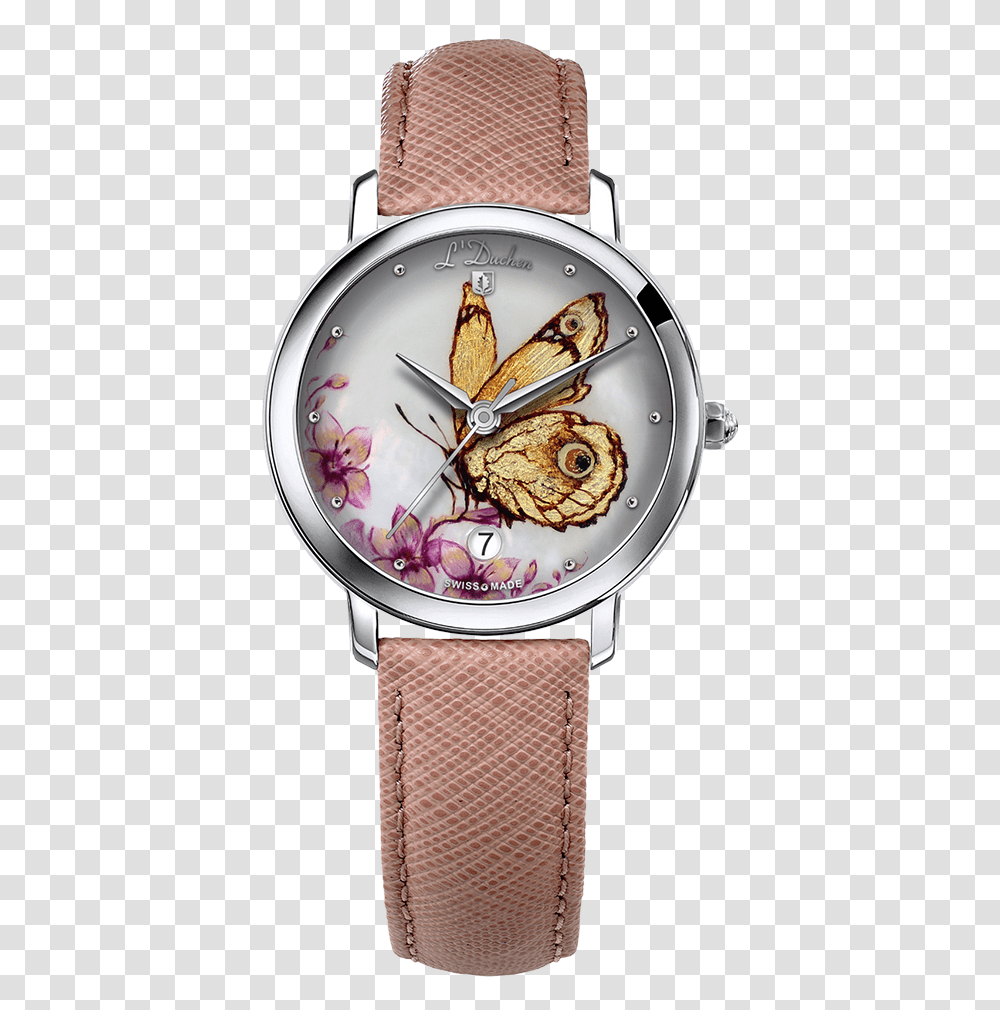 Golden Butterfly Watch Strap, Wristwatch, Bird, Animal, Analog Clock Transparent Png