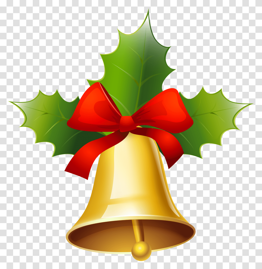 Golden Christmas Bell Clipart Image Christmas Bell With Leaf, Plant, Lamp, Person, Human Transparent Png