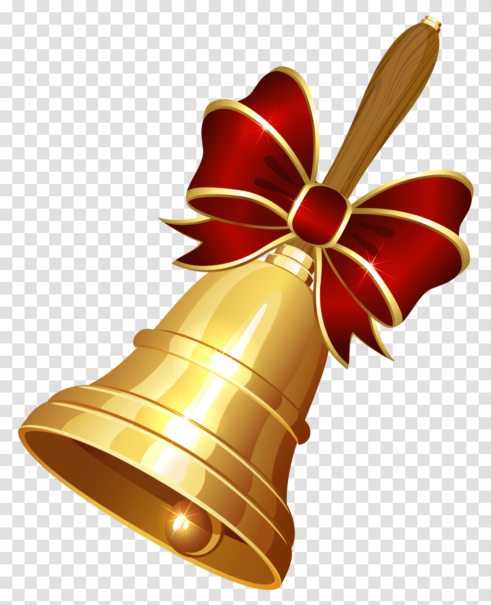 Golden Christmas Bell With Bow Image Bell Clipart, Lamp, Gift, Plant, Scroll Transparent Png