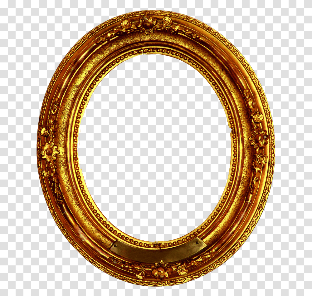Golden Circle Golden Round Photo Frame, Oval, Mirror Transparent Png