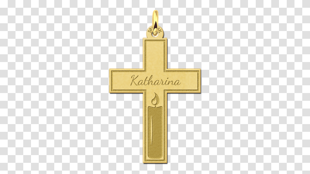 Golden Communion Cross With Engraving And Cut Out Candle Cross, Crucifix Transparent Png