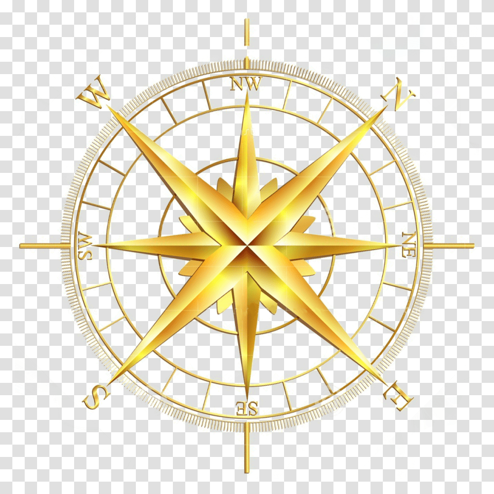Golden Compass Gold Compass Rose, Chandelier, Lamp, Compass Math Transparent Png