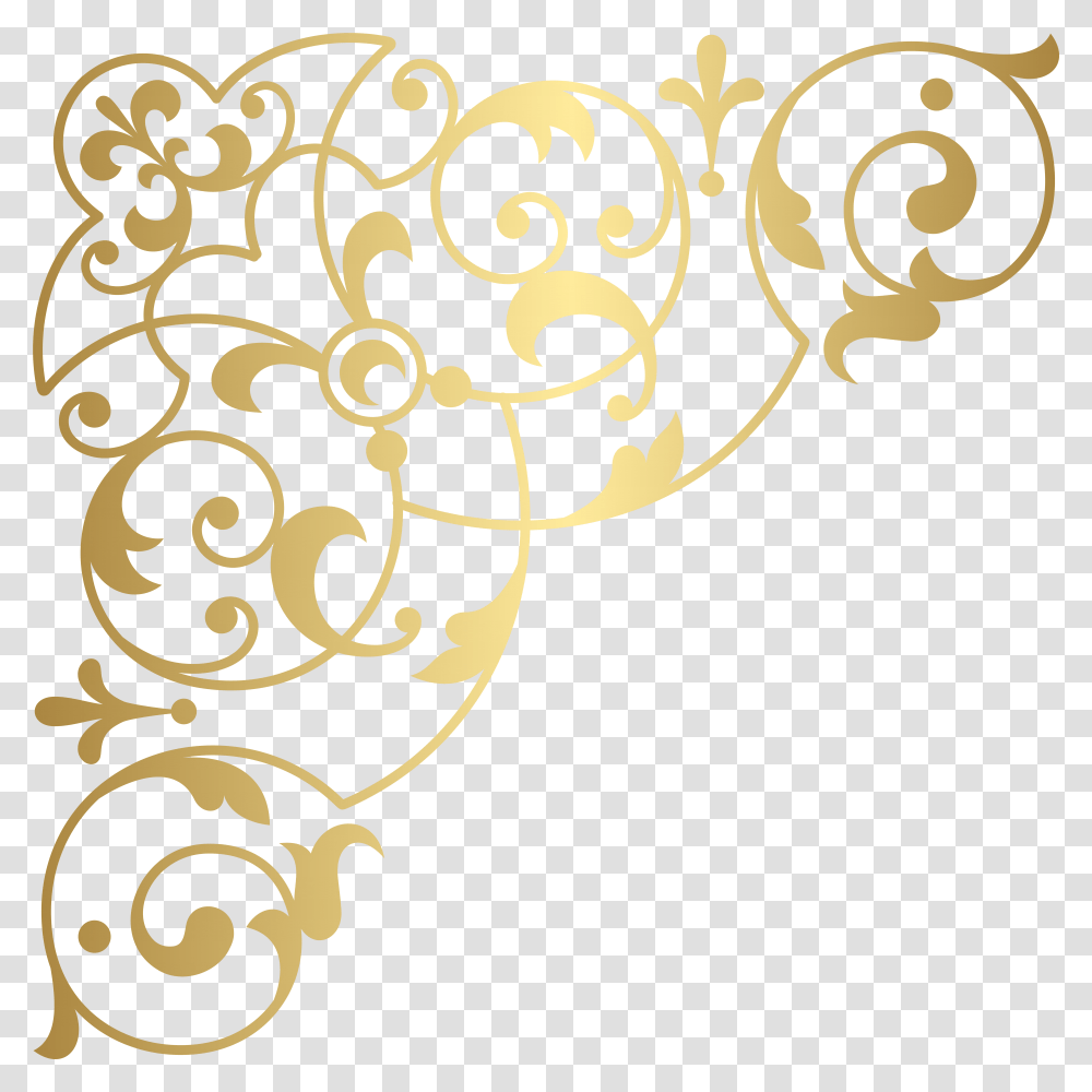 Golden Corner Clip Art, Floral Design, Pattern, Stencil Transparent Png