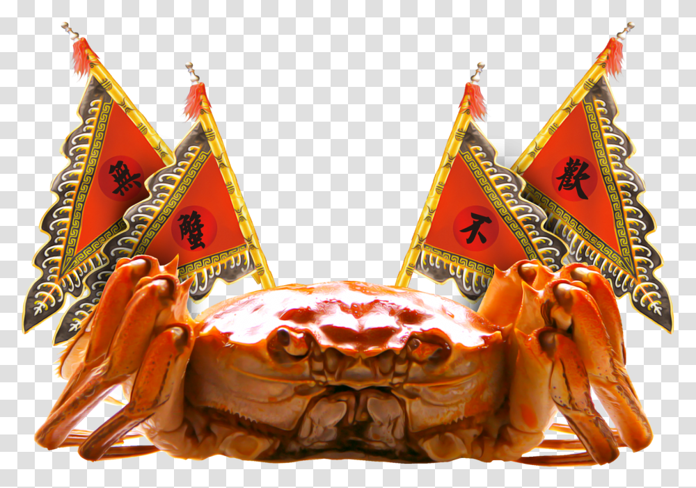 Golden Crab Decoration Horsehair Crab, Lobster, Festival, Crowd, Burger Transparent Png