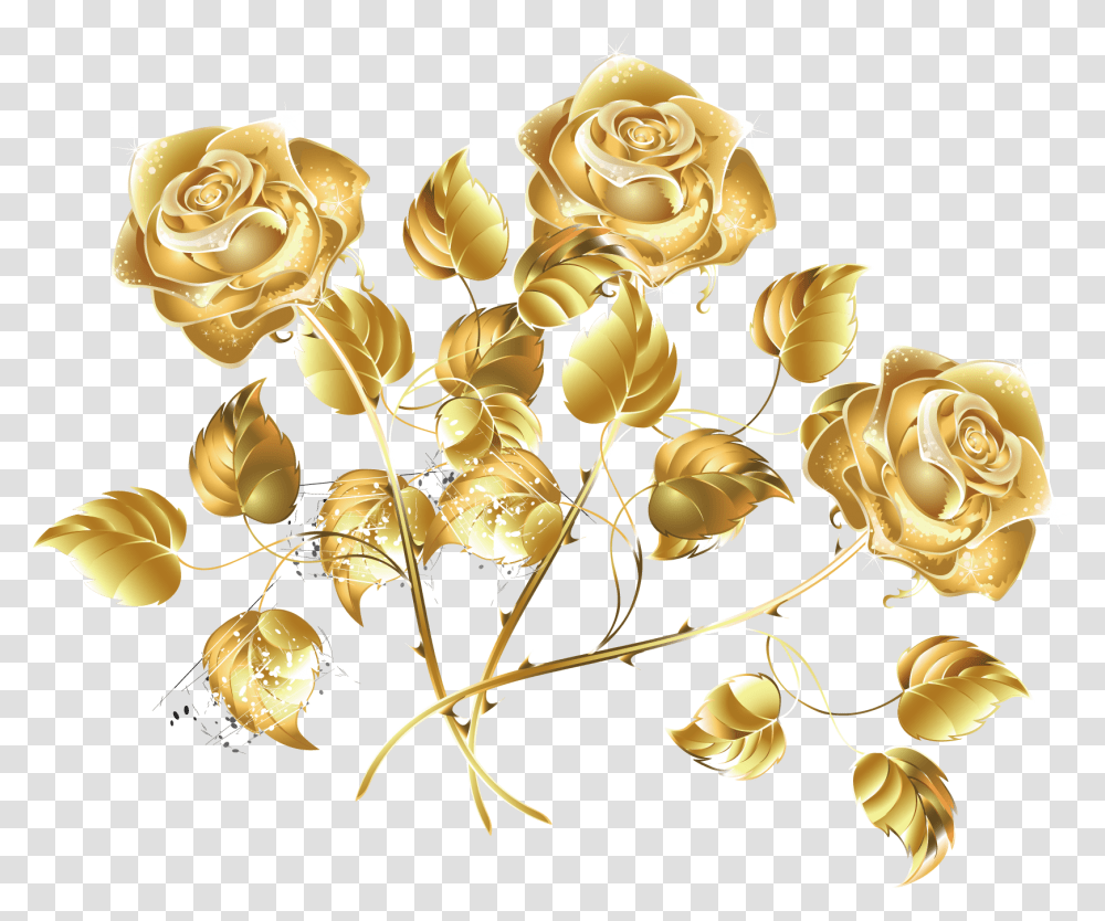 Golden Creative Sea Rose Hd Clipart Golden Roses, Floral Design, Pattern Transparent Png