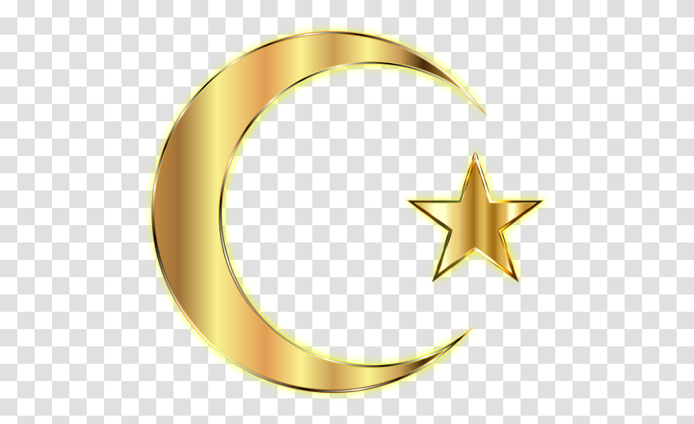 Golden Crescent Moon And Star Enhanced Without Background Background Golden Star Transparent Png