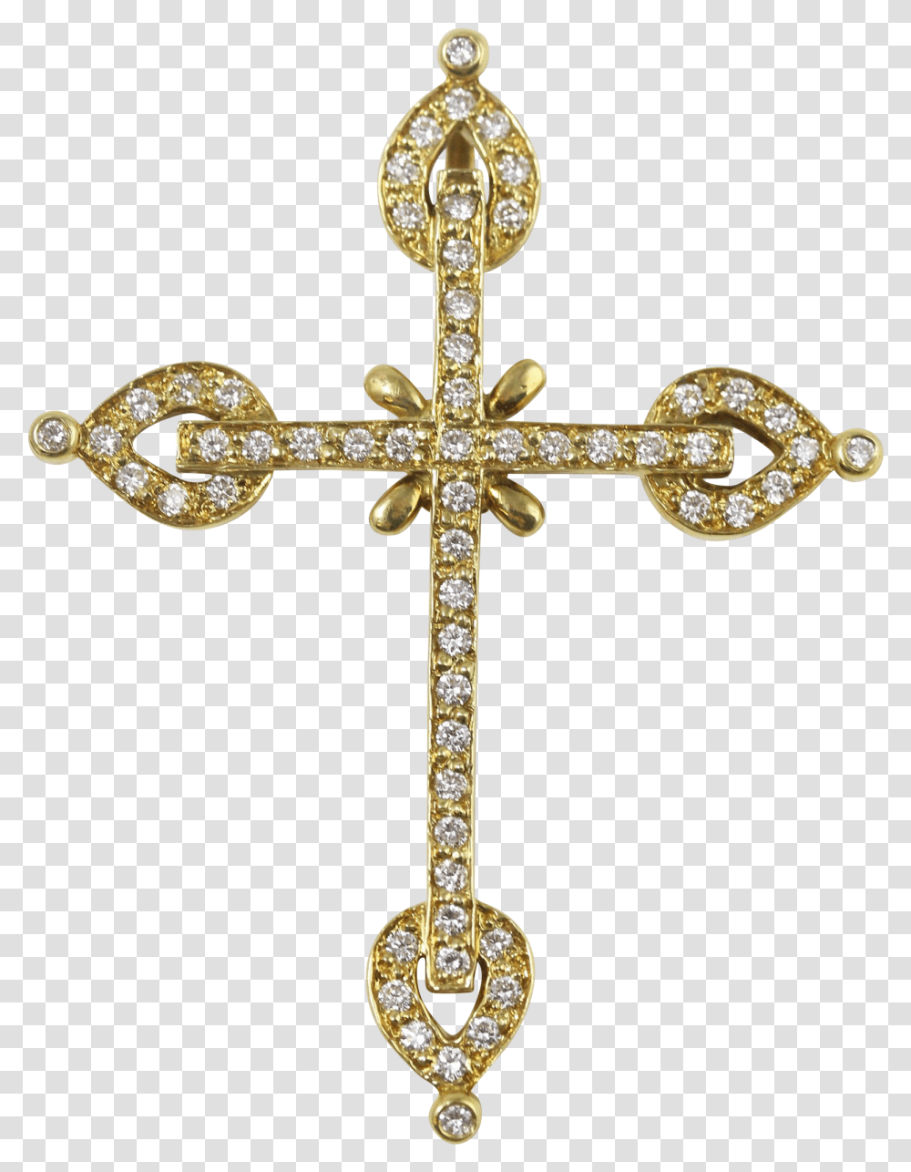 Golden Cross Diamond Cross, Crucifix, Gemstone, Jewelry Transparent Png