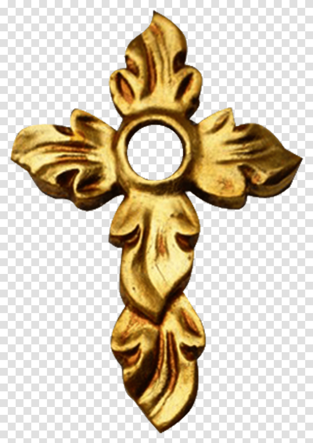 Golden Cross Fire Style With Center Hole Background Golden Cross, Bronze, Trophy, Person, Human Transparent Png