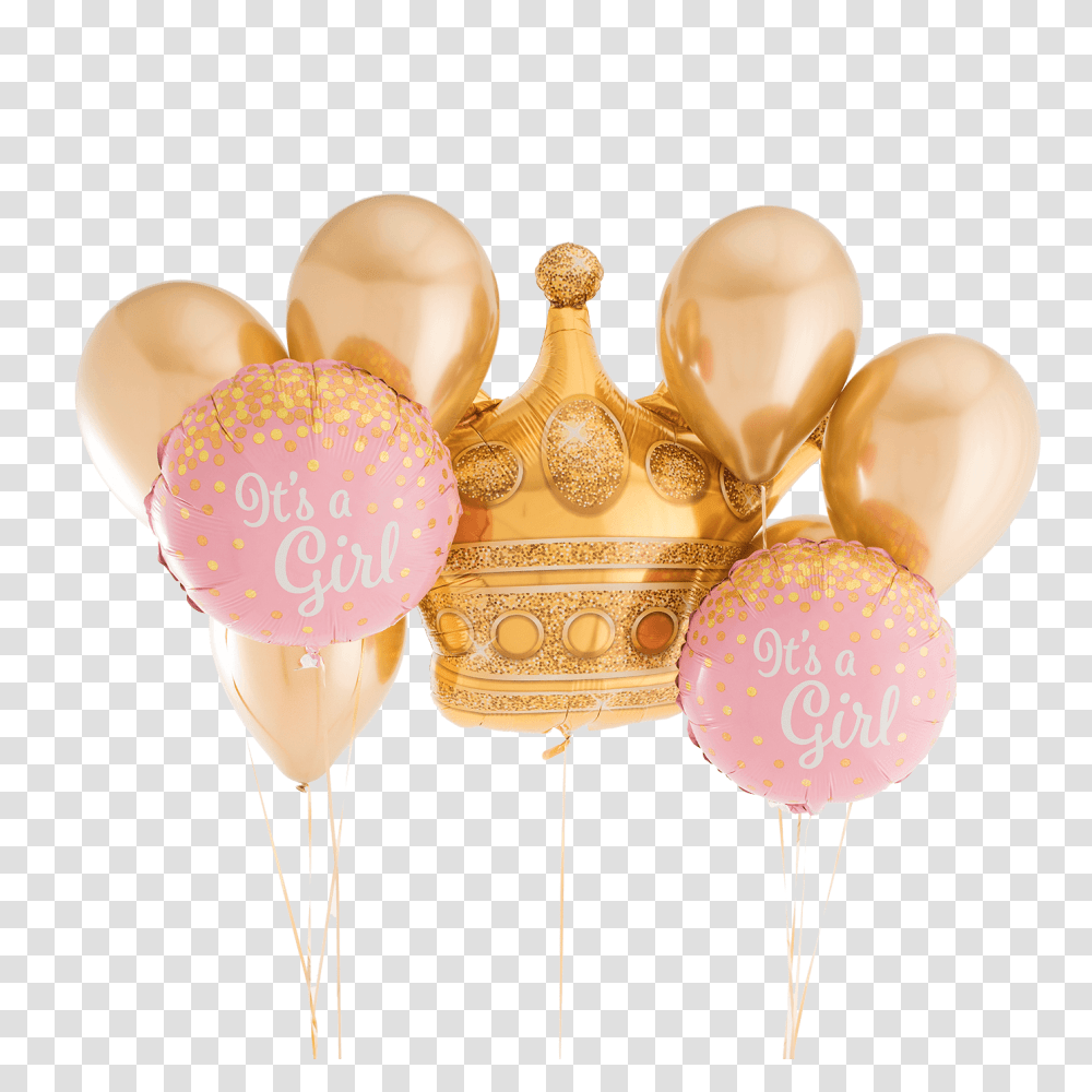 Golden Crown It's A Girl Gold Dots & Crown Foil A Girl Balloon, Fungus, Lighting Transparent Png