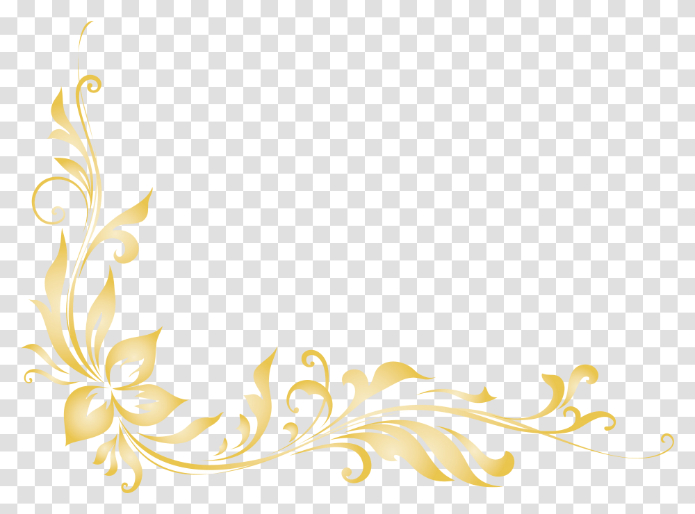 Golden Floral Border, Floral Design, Pattern Transparent Png