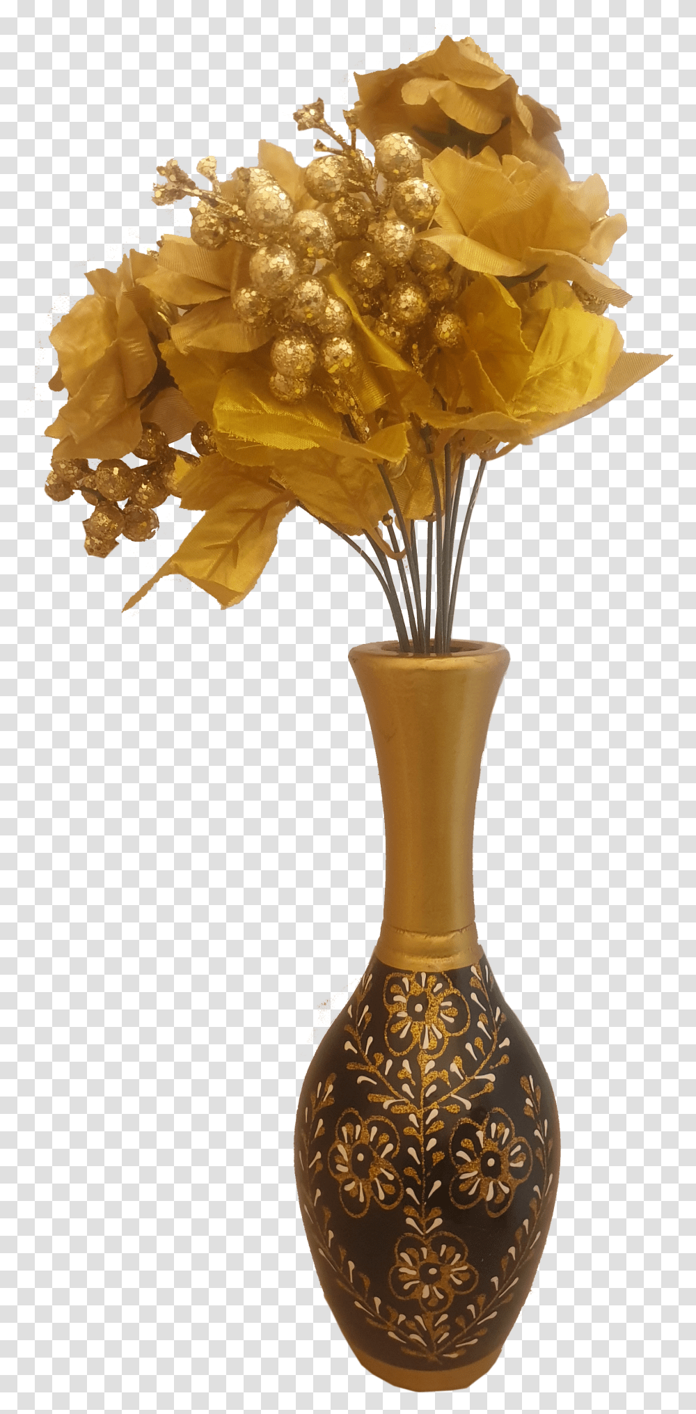 Golden Flower Vase Transparent Png