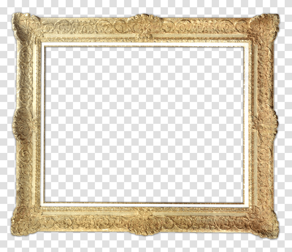 Golden Frame Clipart Golden Picture Frame, Rug, Mirror, Painting Transparent Png