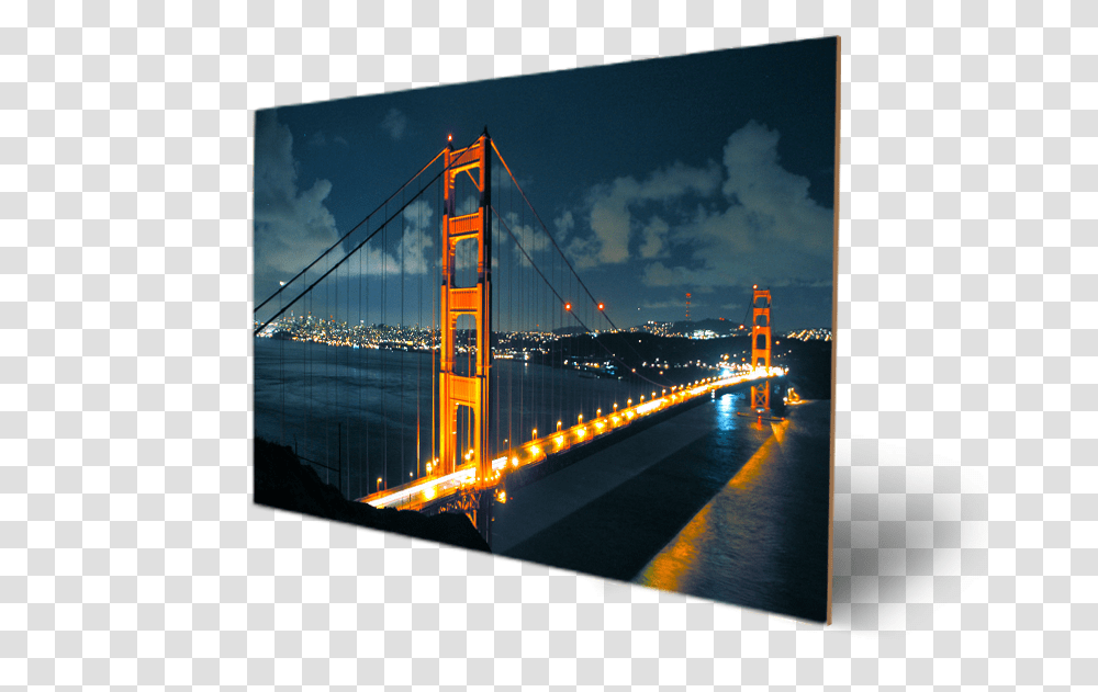 Golden Gate Bridge Beautiful At Night, Building, Road, Suspension Bridge, Metropolis Transparent Png