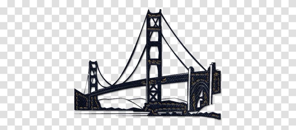 Golden Gate Bridge Clipart Black And White Golden Gate Bridge Black, Building, Architecture, Arch Bridge, Arched Transparent Png
