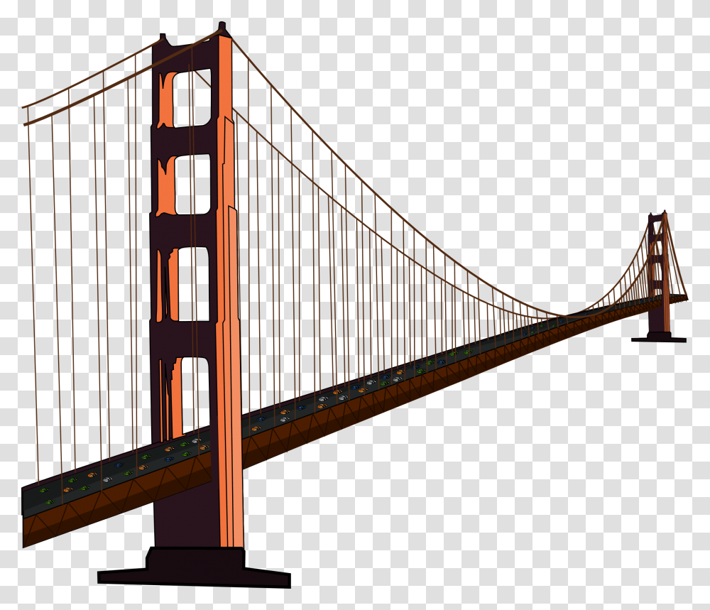 Golden Gate Bridge Clipart Free Download Clip Art, Building, Suspension Bridge, Handrail, Banister Transparent Png