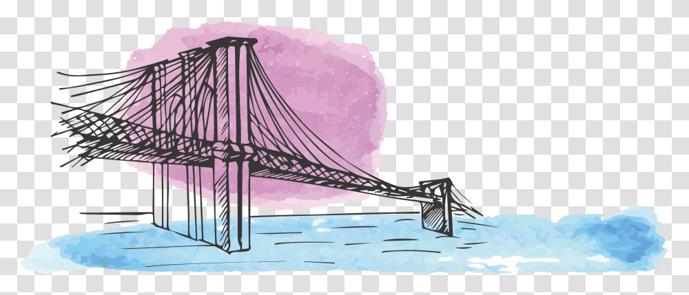 Golden Gate Bridge Silhouette Watercolor Painting, Building, Suspension Bridge Transparent Png