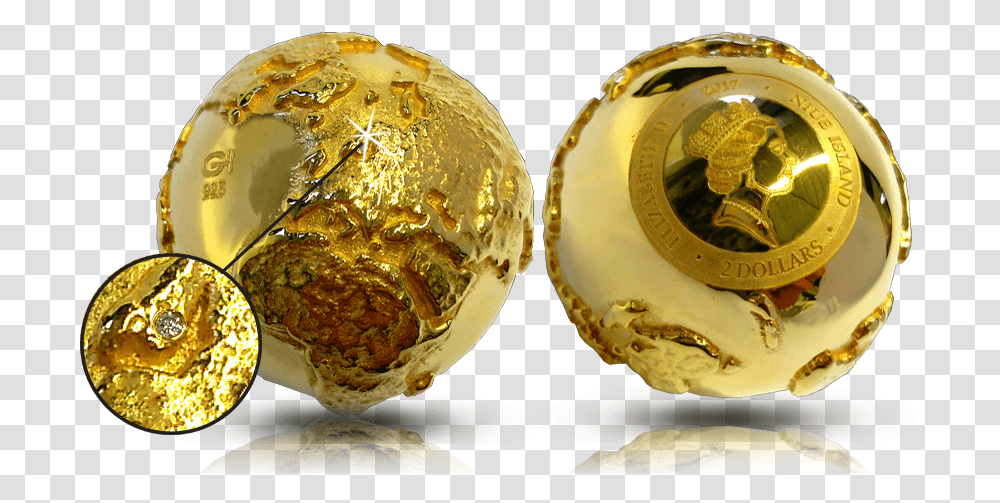 Golden Globe Coin Diamond Globe, Sea Life, Animal, Invertebrate, Food Transparent Png