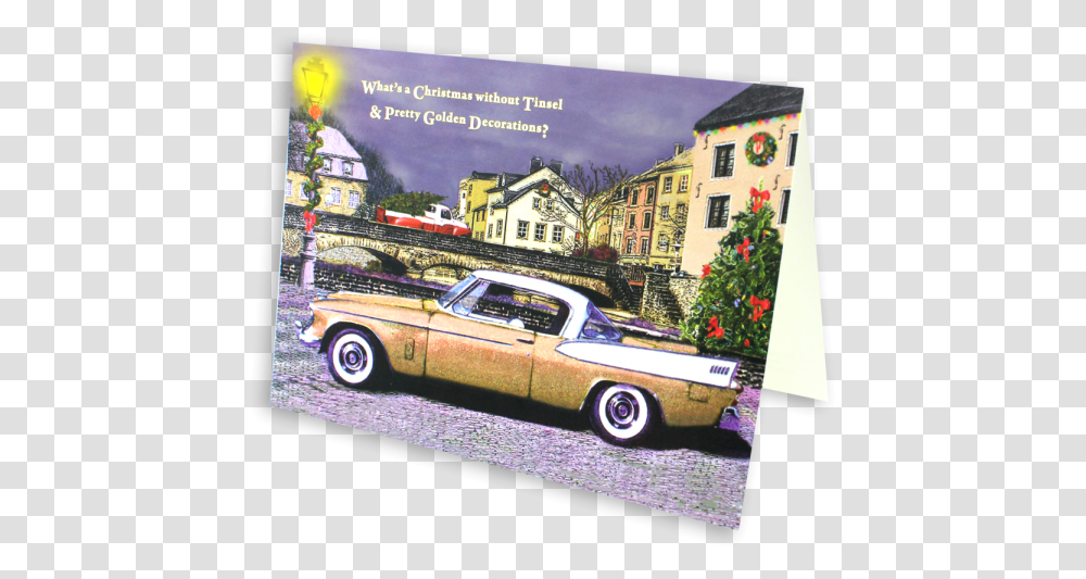 Golden Hawk Christmas Card Antique Car, Vehicle, Transportation, Tree, Plant Transparent Png