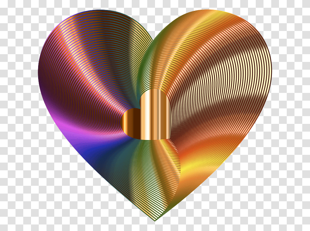 Golden Heart Of The Rainbow Gold Heart 3d, Lamp, Disk, Dvd Transparent Png